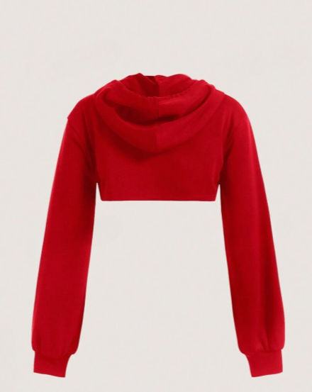 Red Hoodie Crop