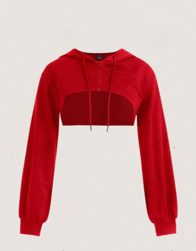 Red Hoodie Crop