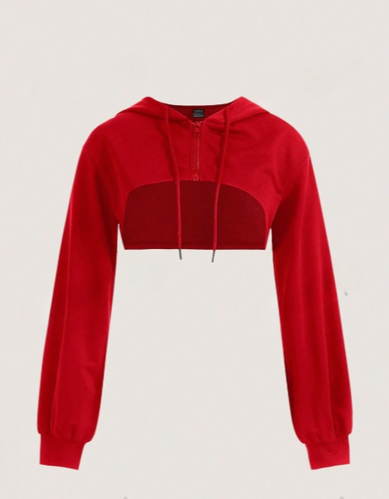 Red Hoodie Crop