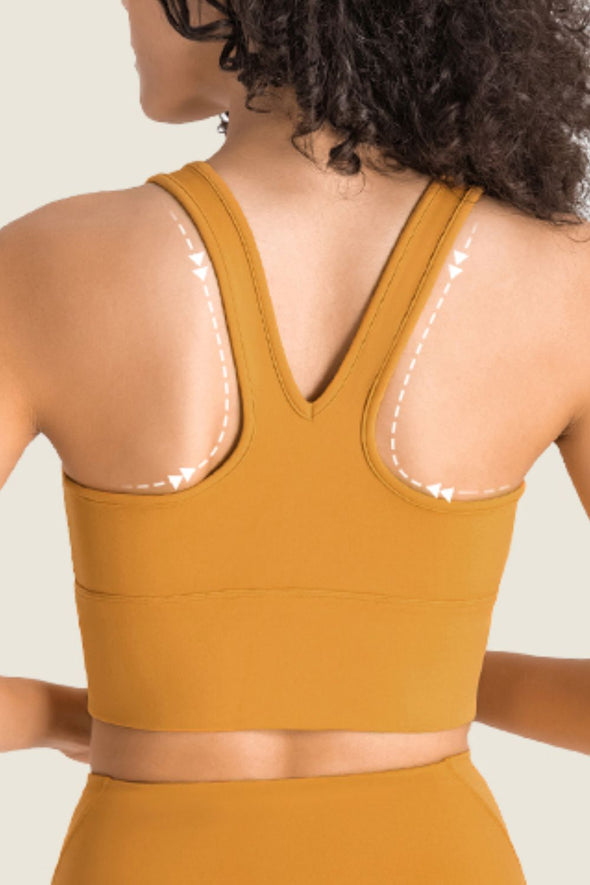 Soutien-gorge de sport à col licou et détails froncés